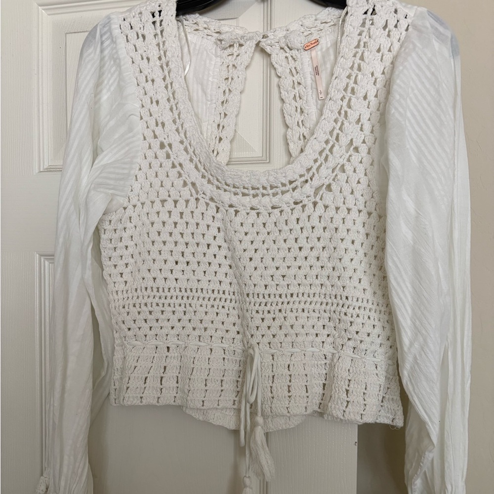 Bohemian Crochet Trim Blouse - Picture 2 of 2